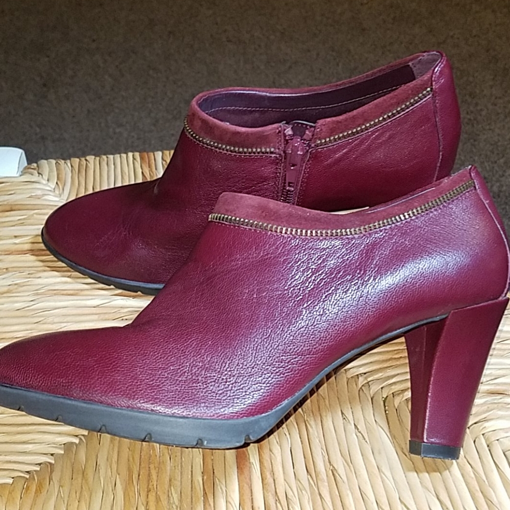 Burgundy Anne Klein leather booties